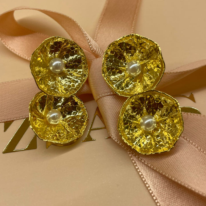 pearl & gold handmade earrings