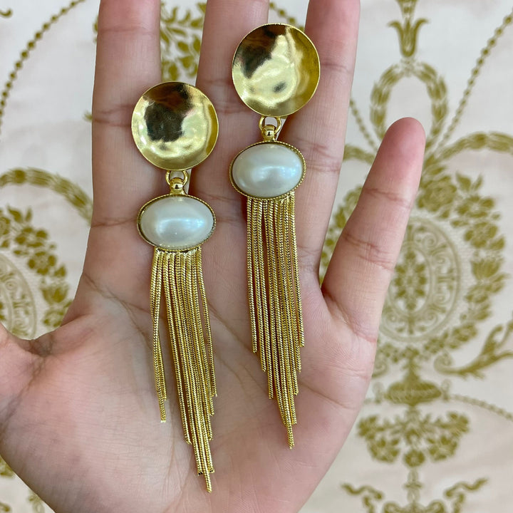Pearl & gold clip earrings