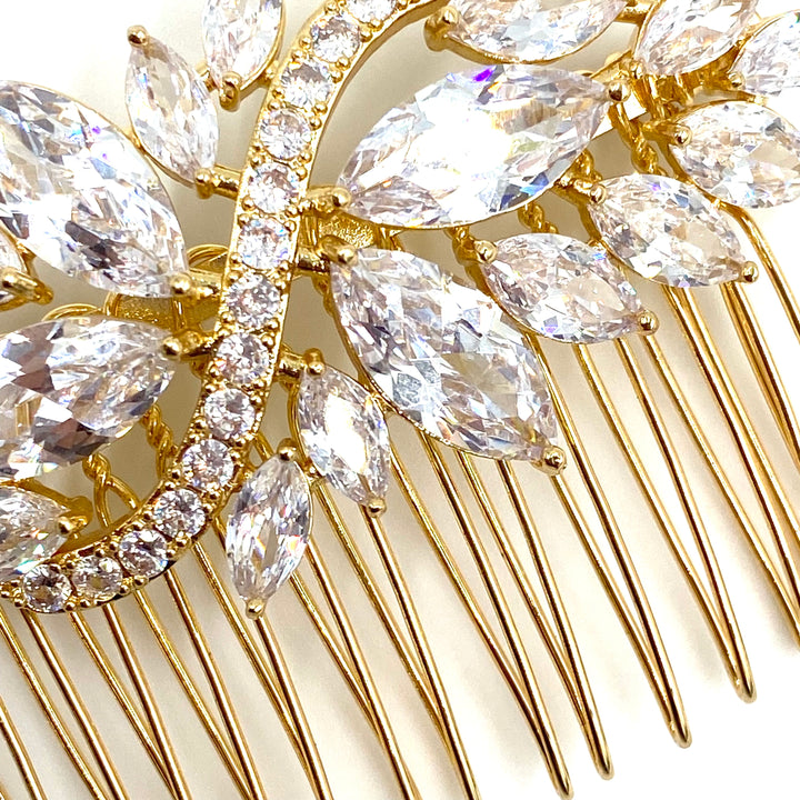 Gold Marquise zircones comb