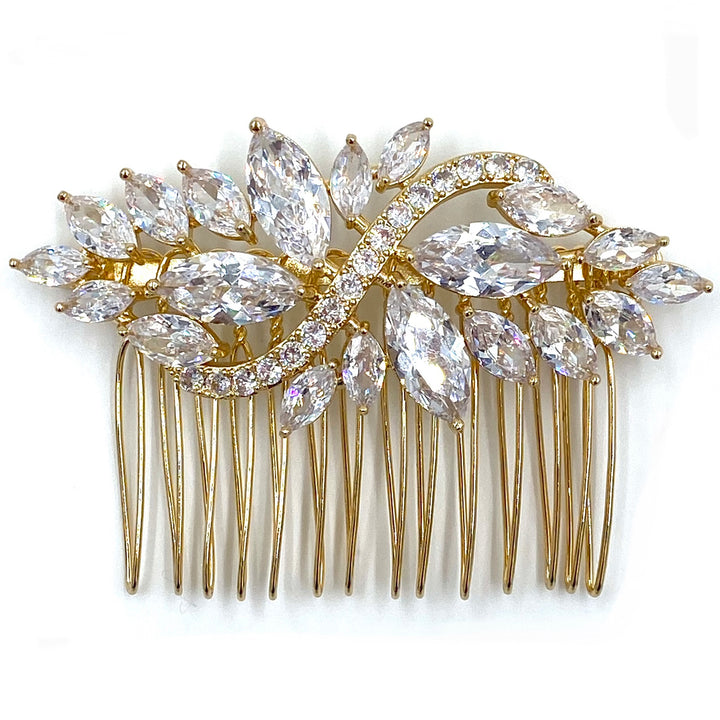 Gold Marquise zircones comb