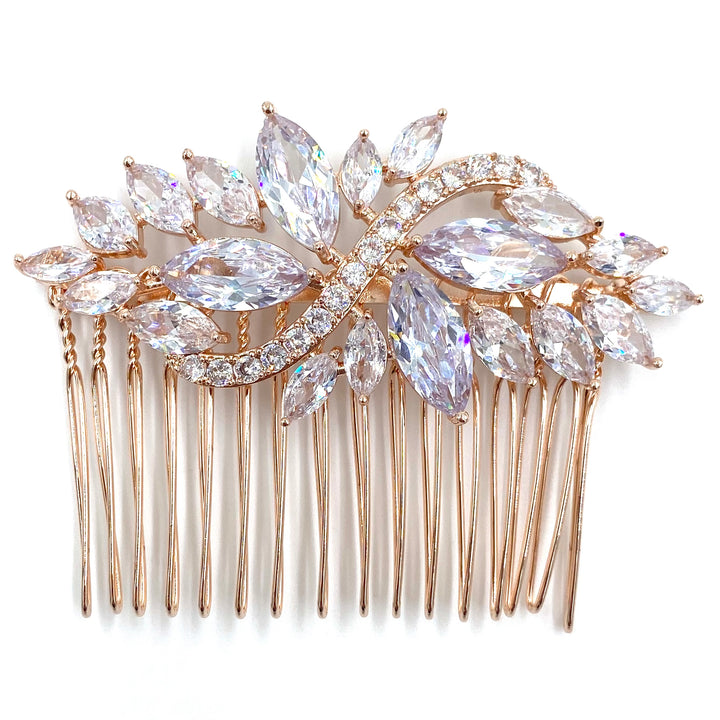 Rose gold comb in marquise zircones