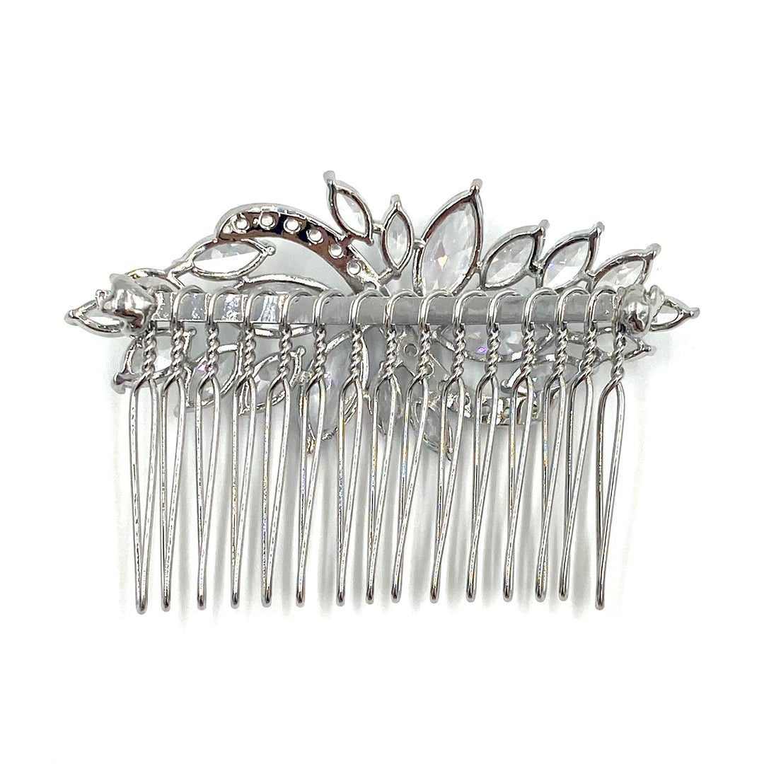 Silver hair comb in marquise zircones