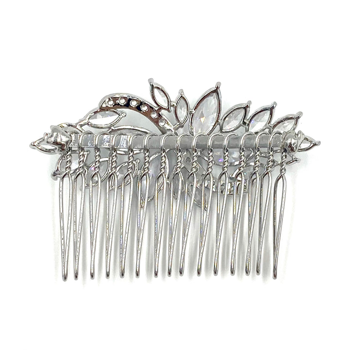 Silver hair comb in marquise zircones