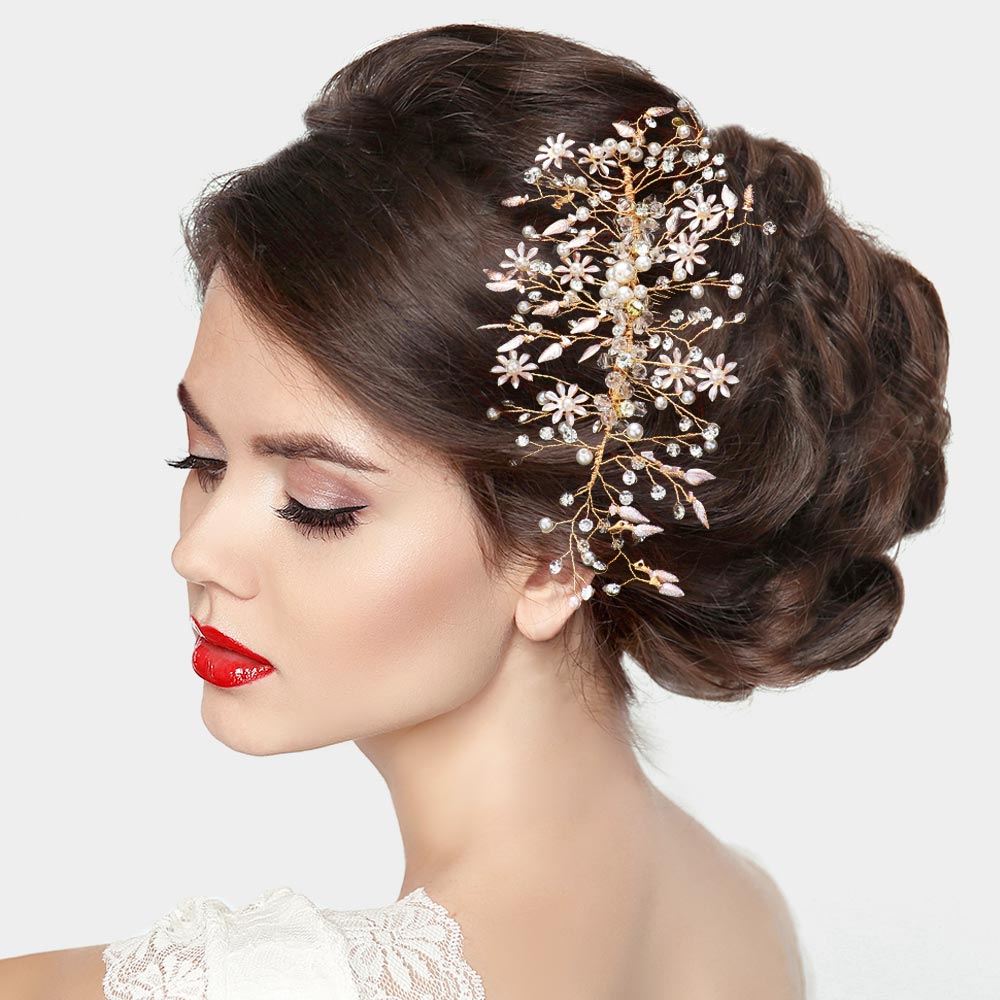 Statement daisies and pearls Hair Comb