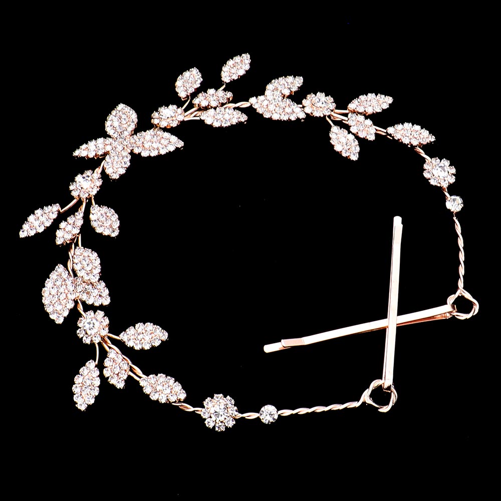 Rhinestone Embellished Leaf Cluster Vine Bun Wrap / headband Headpiece