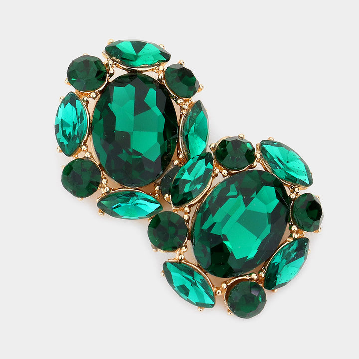 Dark green oval studs