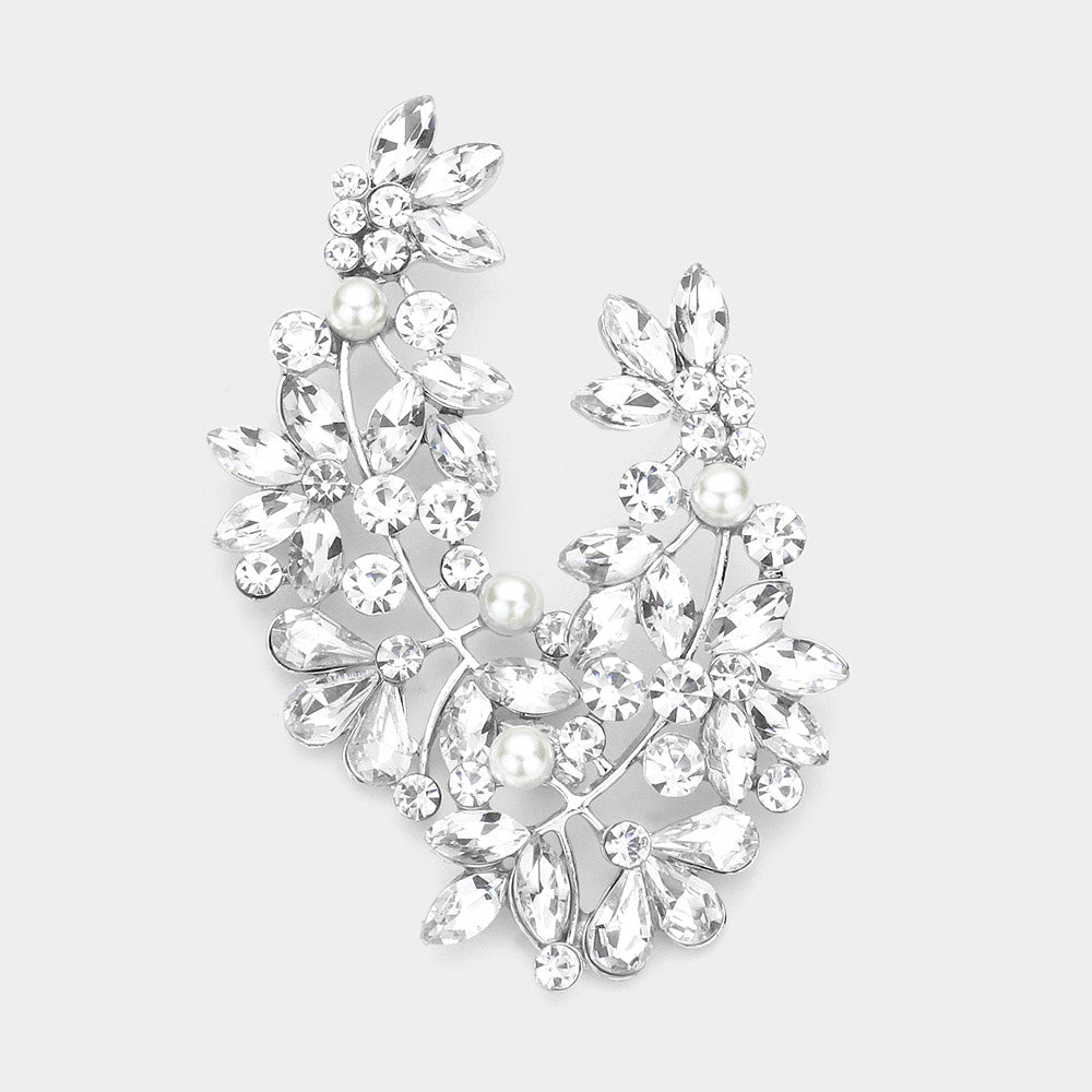 Floral Pearl Multi Stone Evening Earrings