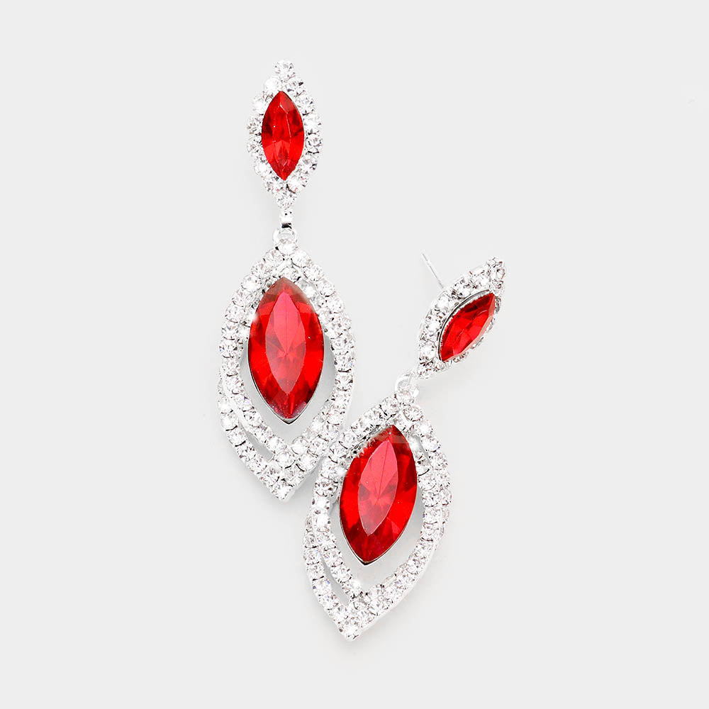 Marquise Stone Accented Evening Dangle Earrings