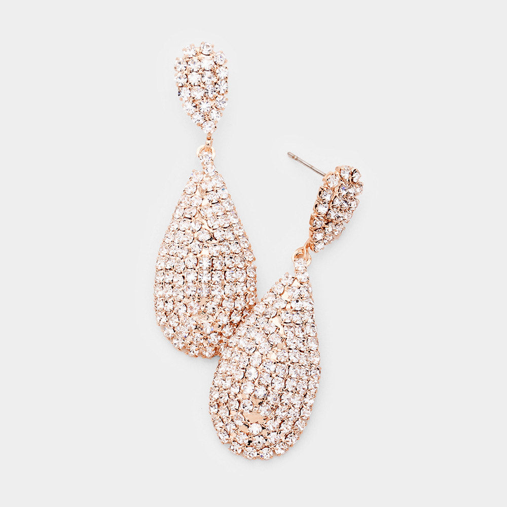 Rhinestone Pave Dangle Evening Earrings