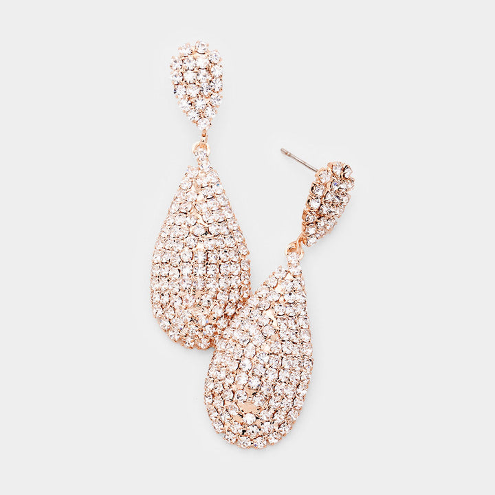 Rhinestone Pave Dangle Evening Earrings