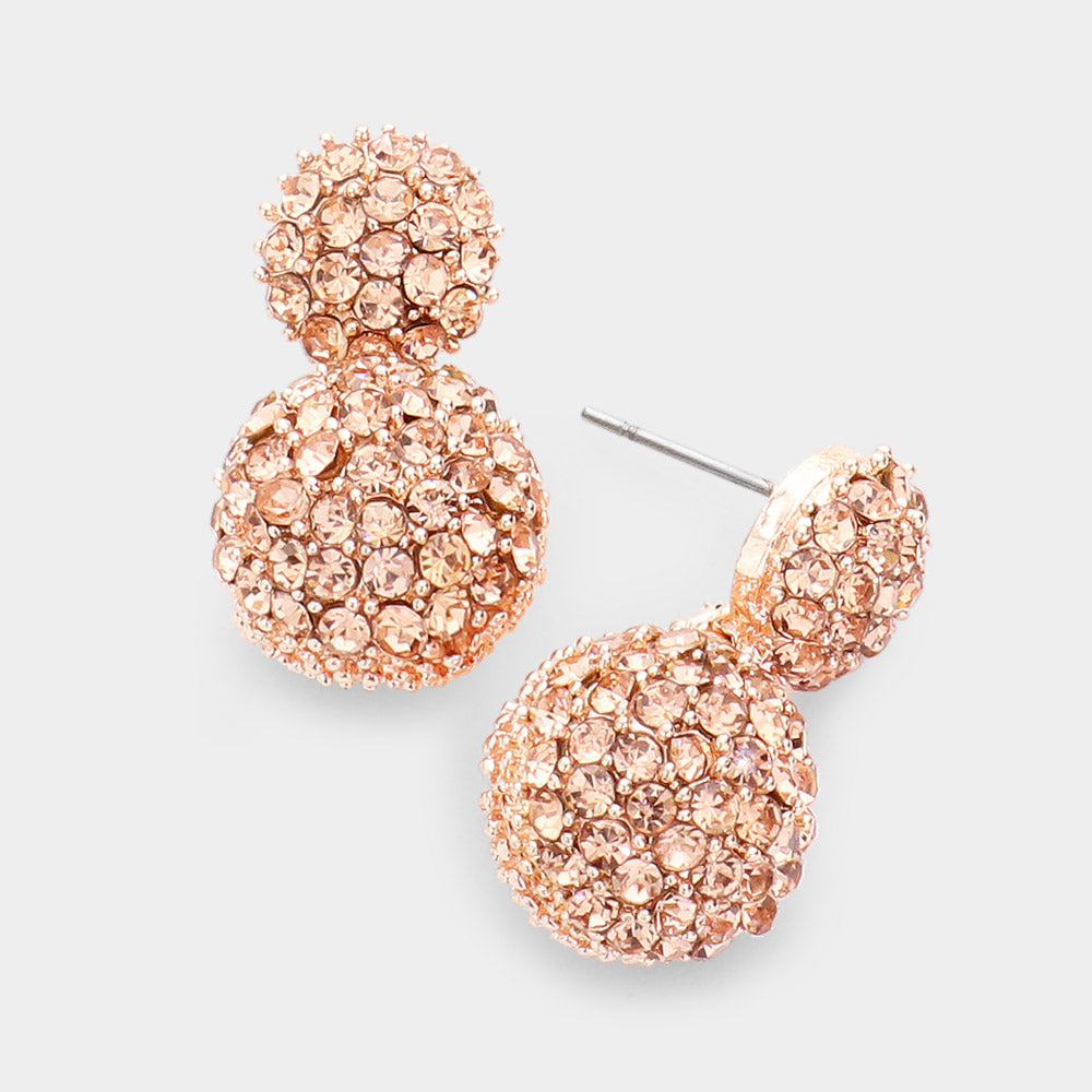 Rhinestone Embellished Ball Dangle Evening Earrings