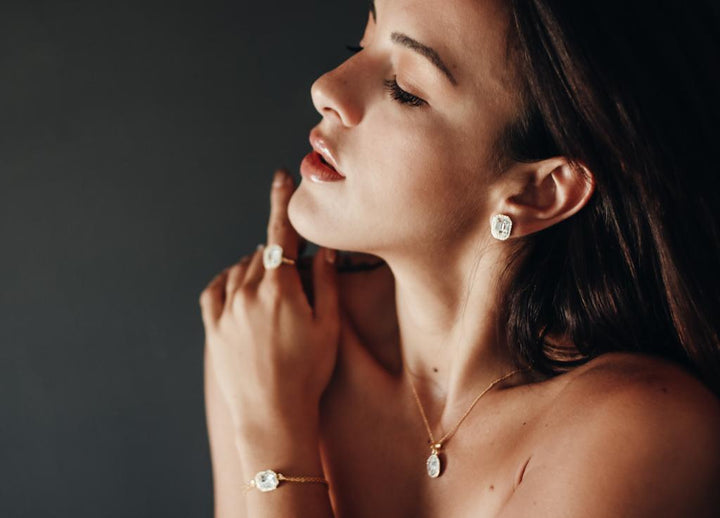 Swarovski Crystal Square Pendant Set