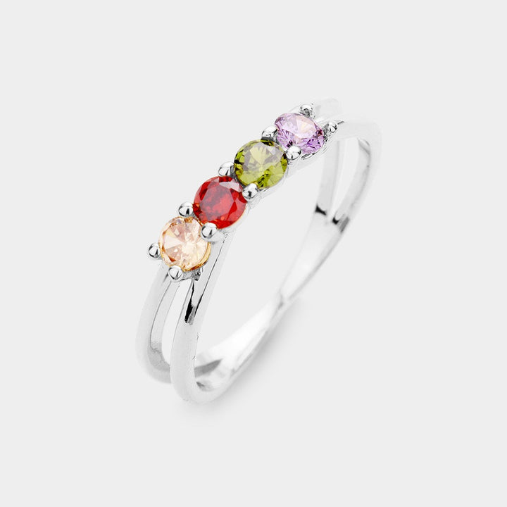 Multicolour zircone twisted ring