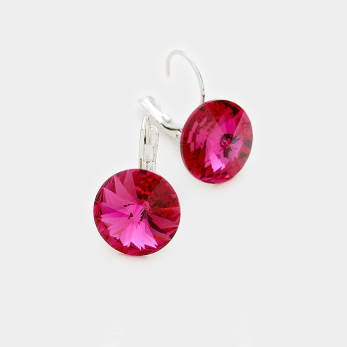 Genuine Austrian Round Crystal Hook Earrings