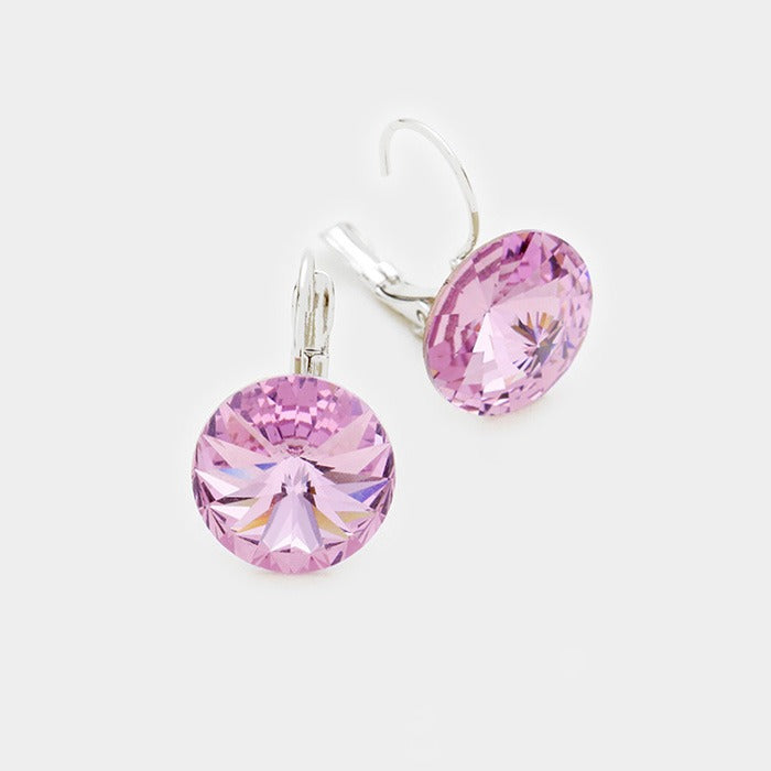 Genuine Austrian Round Crystal Hook Earrings