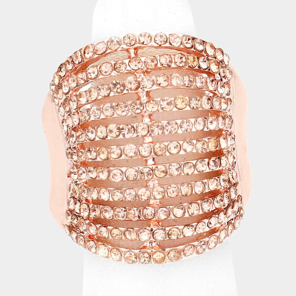 Wide rhinestone stretch ring