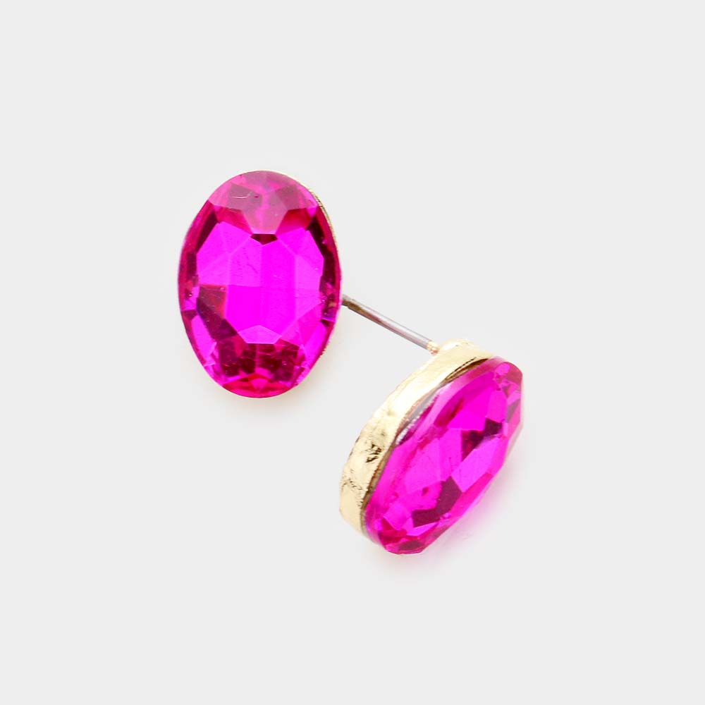 Oval Crystal Evening Stud Earrings