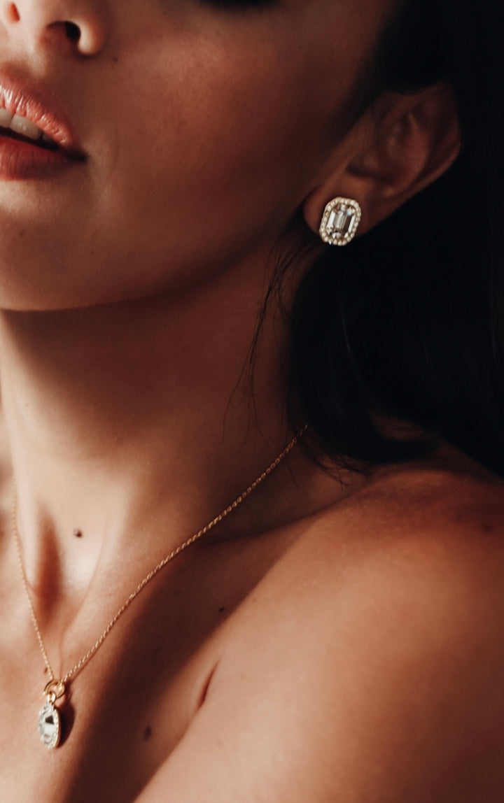 Swarovski Crystal Square Pendant Set