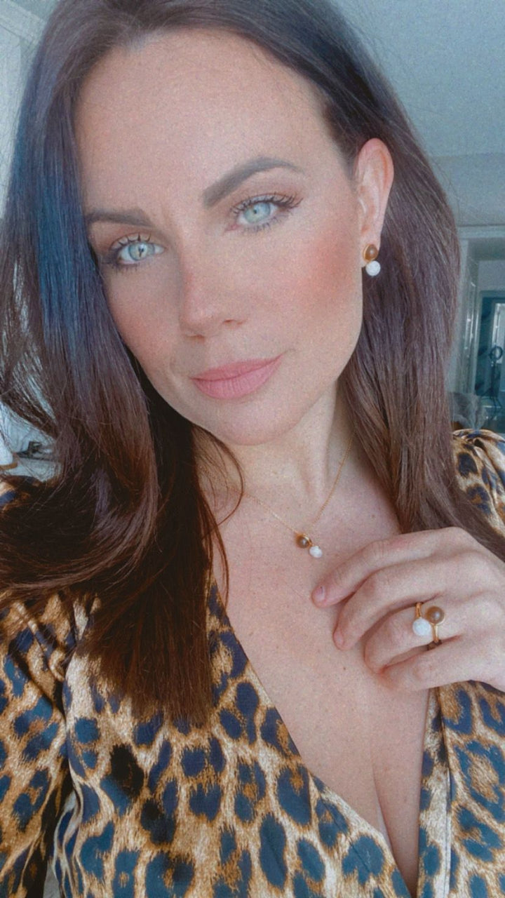 Brown and PEARL gold plated SET