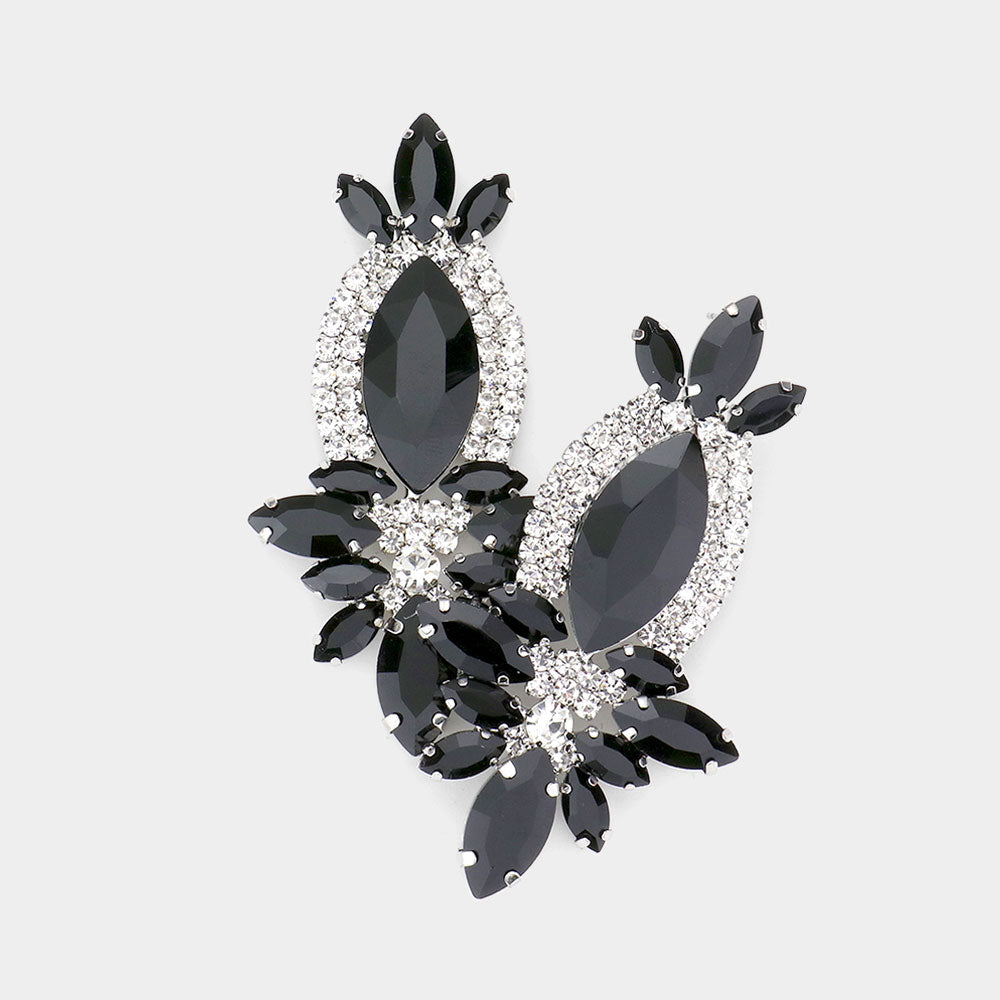 Marquise Stone Accented Dangle Evening Earrings