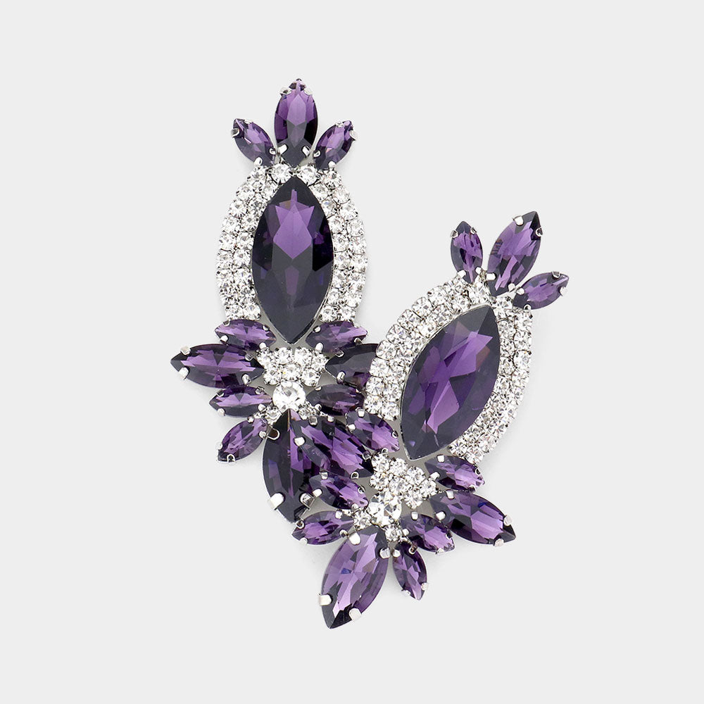 Marquise Stone Accented Dangle Evening Earrings