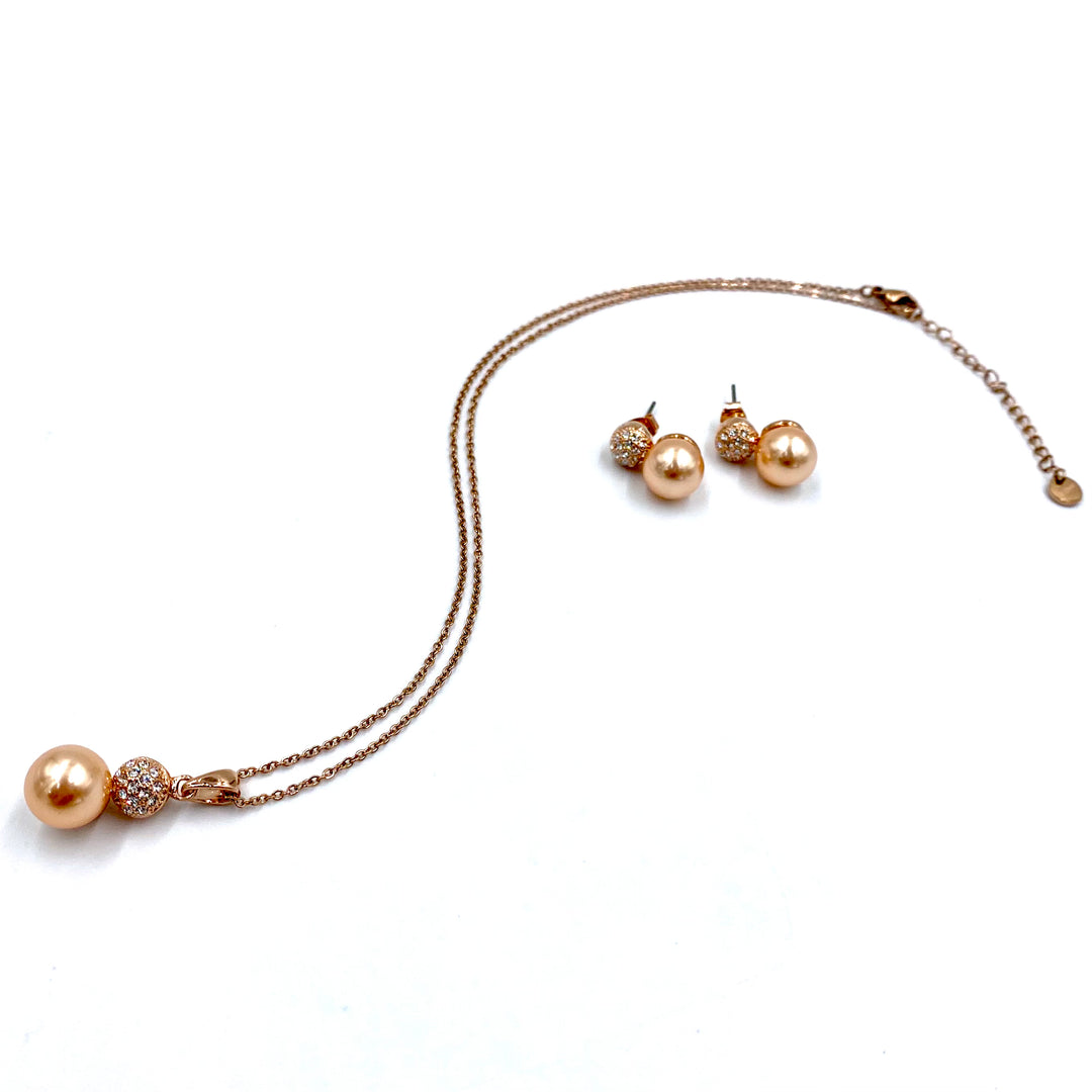 Elegant rose gold and peach pearl set