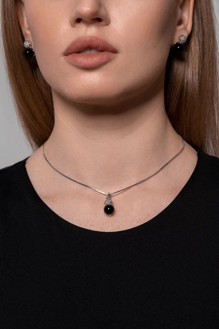 Black pearl zircone silver set