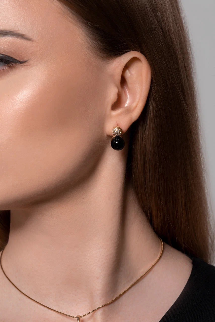 Black pearl with zircone gold plated set