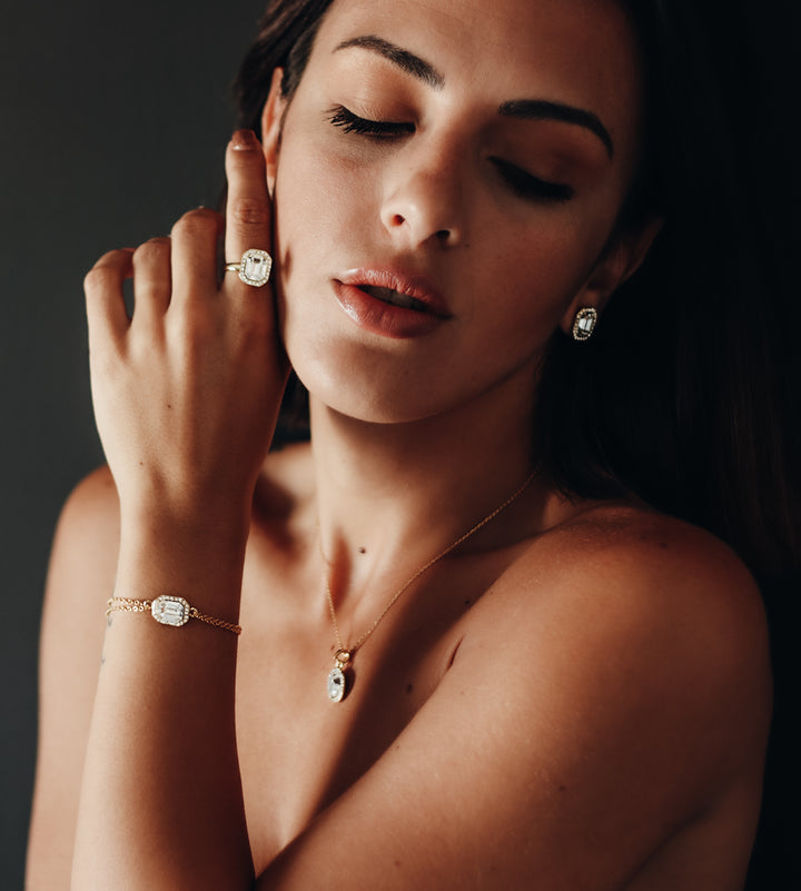 Swarovski Crystal Square Pendant Set