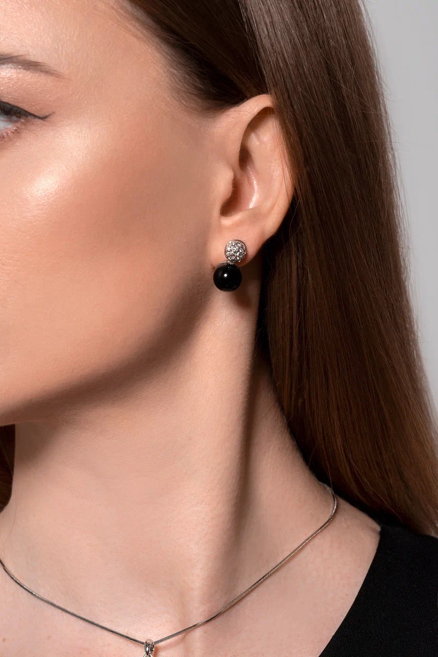 Black pearl zircone silver set