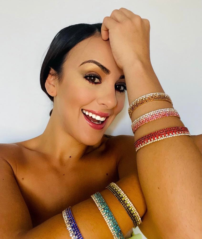 Bronze Rhinestone Crystal Cuff Evening Bracelet