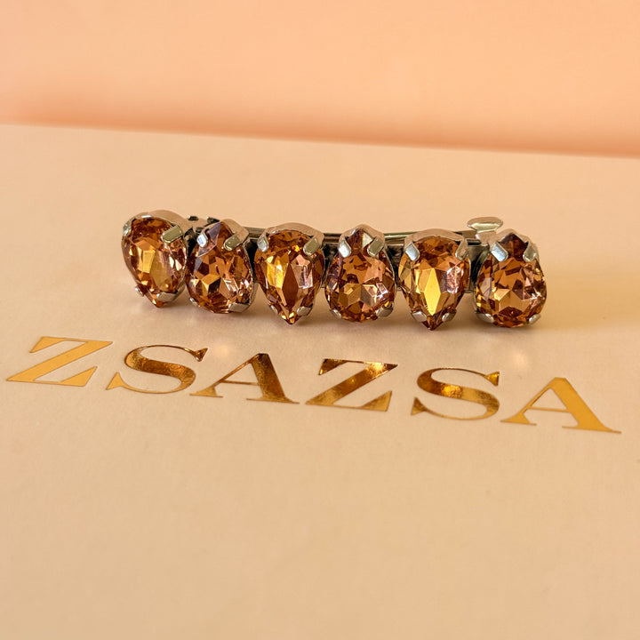 Preciosa Crystals teardrop peach white gold hair clip