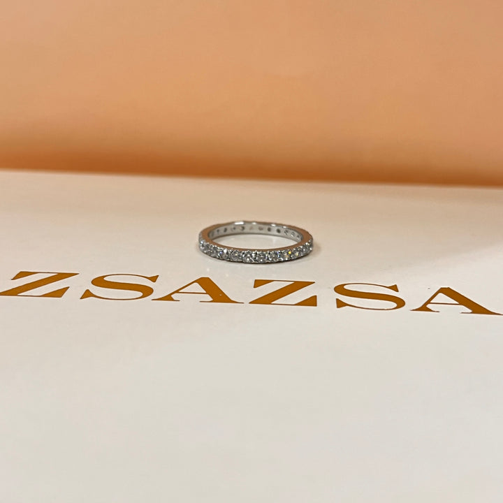 Zircone white gold plated band ring