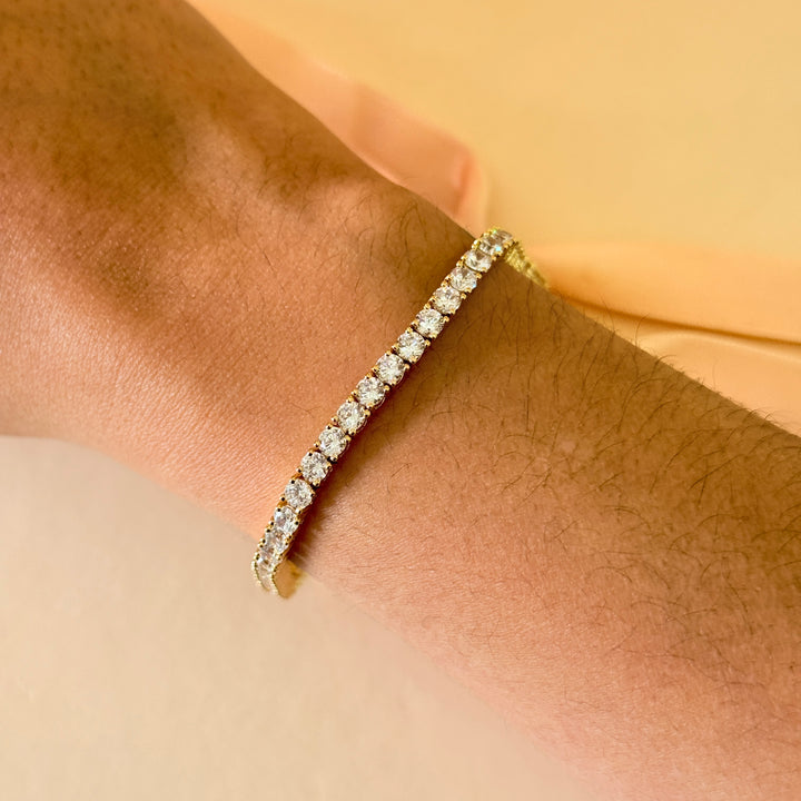 Tennis zircone gold plated earrings and bracelet