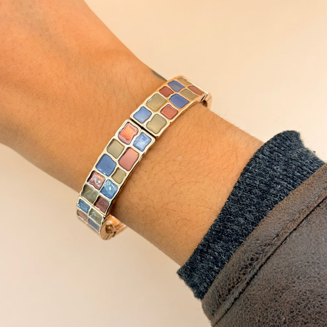 Brick Red, Blue & Bronze Rose Gold Plated Enamel Set