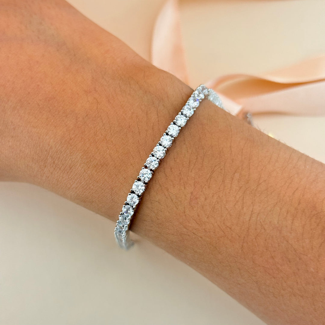 Tennis zircone silver earrings and bracelet