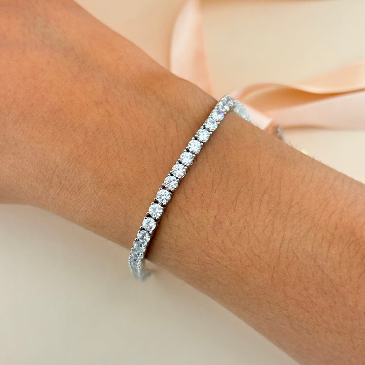 Tennis zircone silver earrings and bracelet