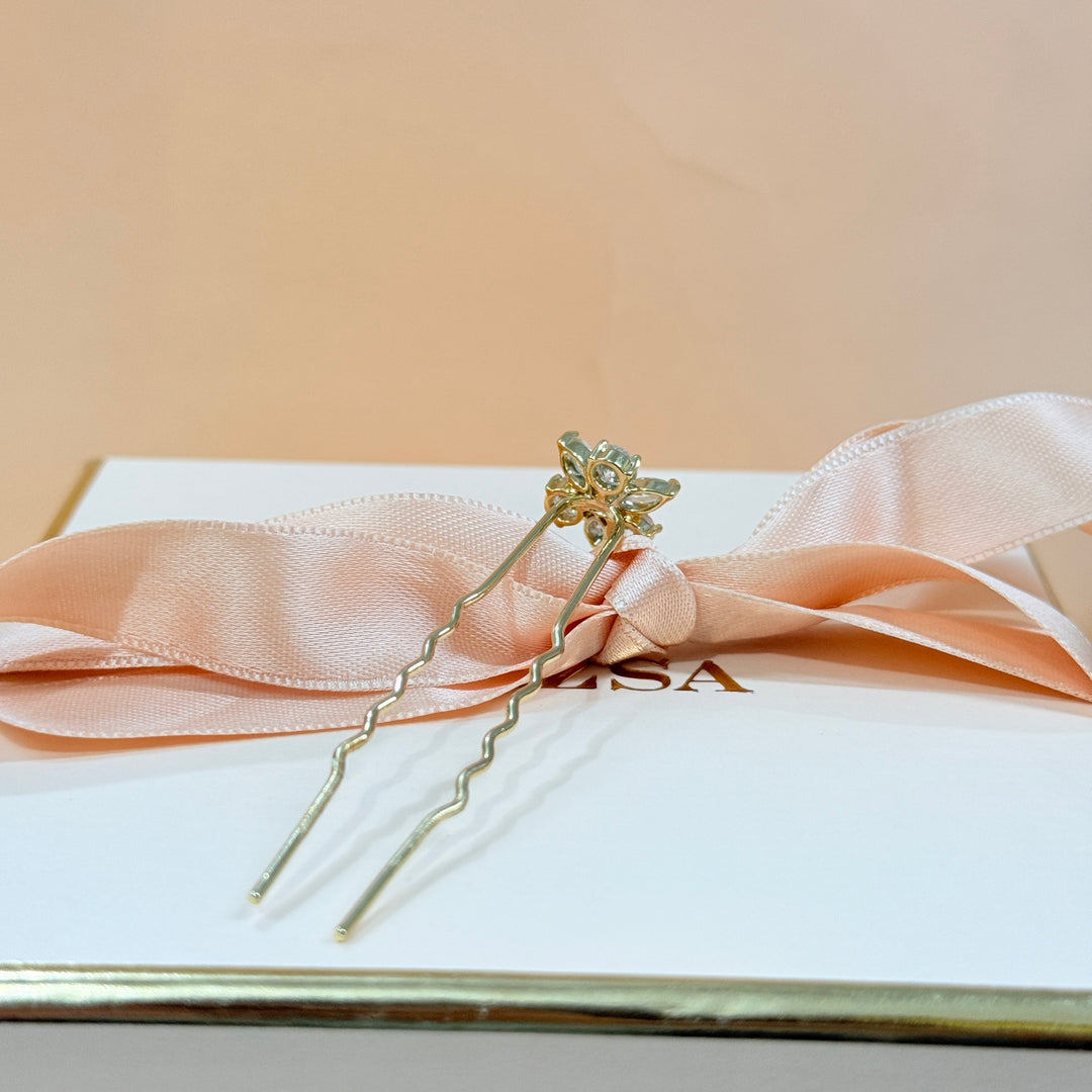 Zircone Marquise gold hair pin