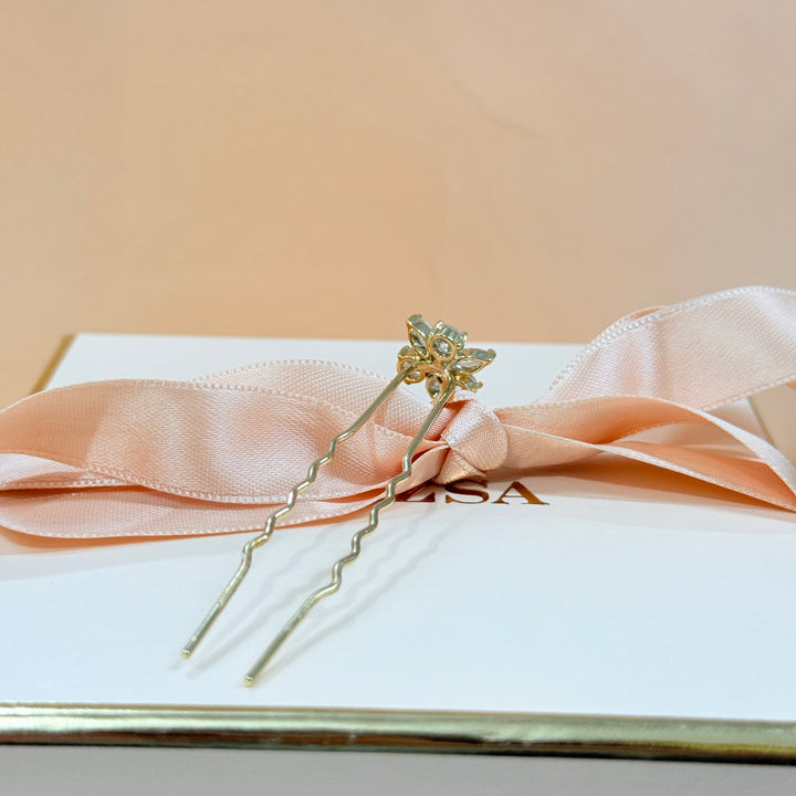 Zircone Marquise gold hair pin