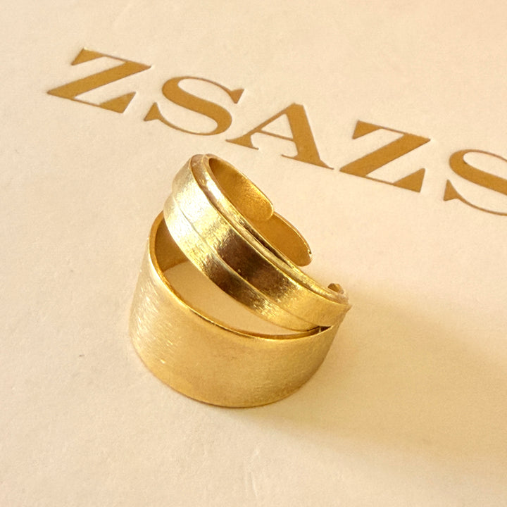 Handmade Wide Band Ring | Gold Plated | ZsaZsa