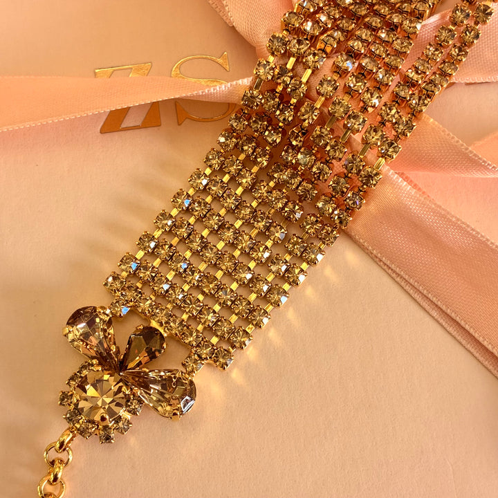 Marquise 8 rows bronze Swarovski crystals bracelet