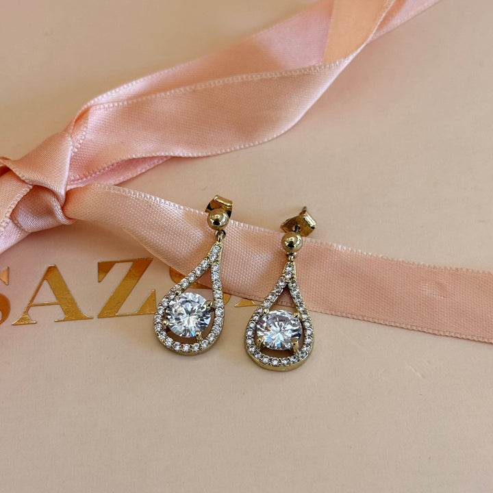 Dangling zircone gold plated earrings