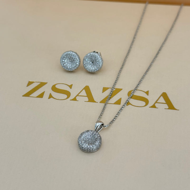 Round zircone sterling silver set