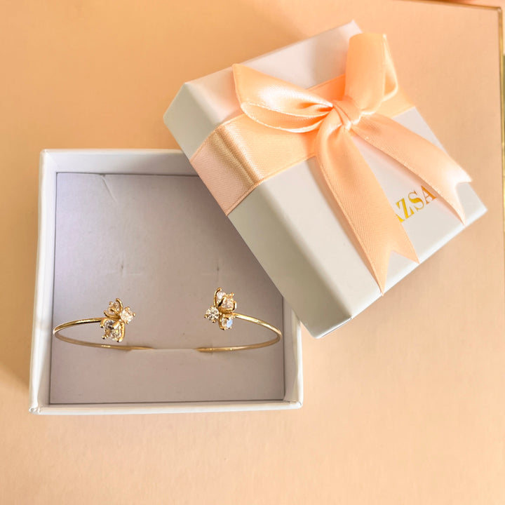 Zircone gold plated open bangle