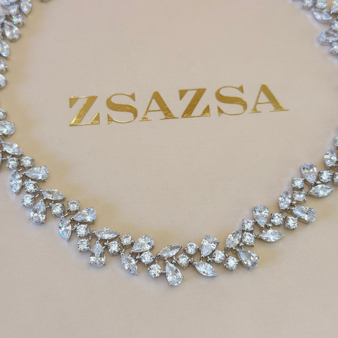 Chunky Marquise and teardrop zircone silver set