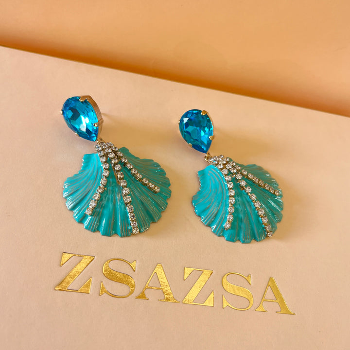 Sea shell Swarovski crystals  earrings