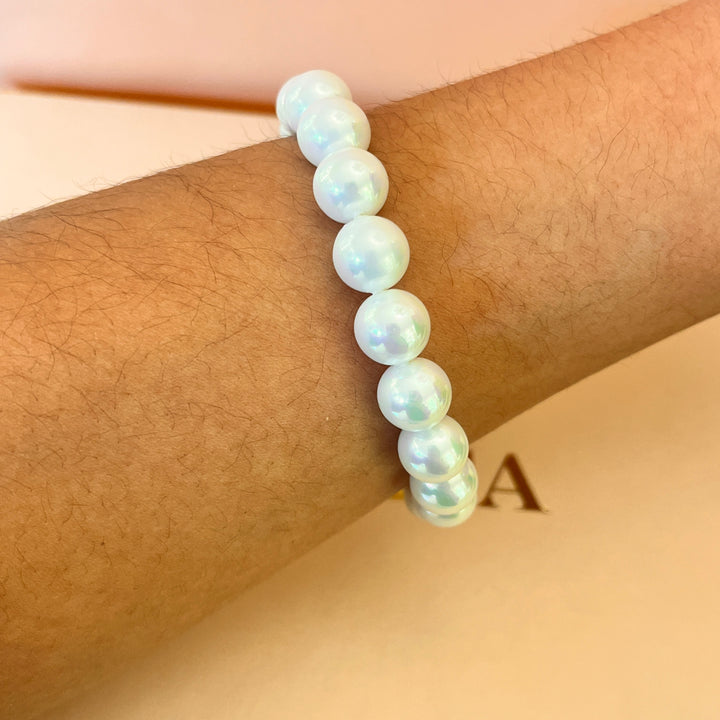 White Mallorca pearls white gold plated bracelet