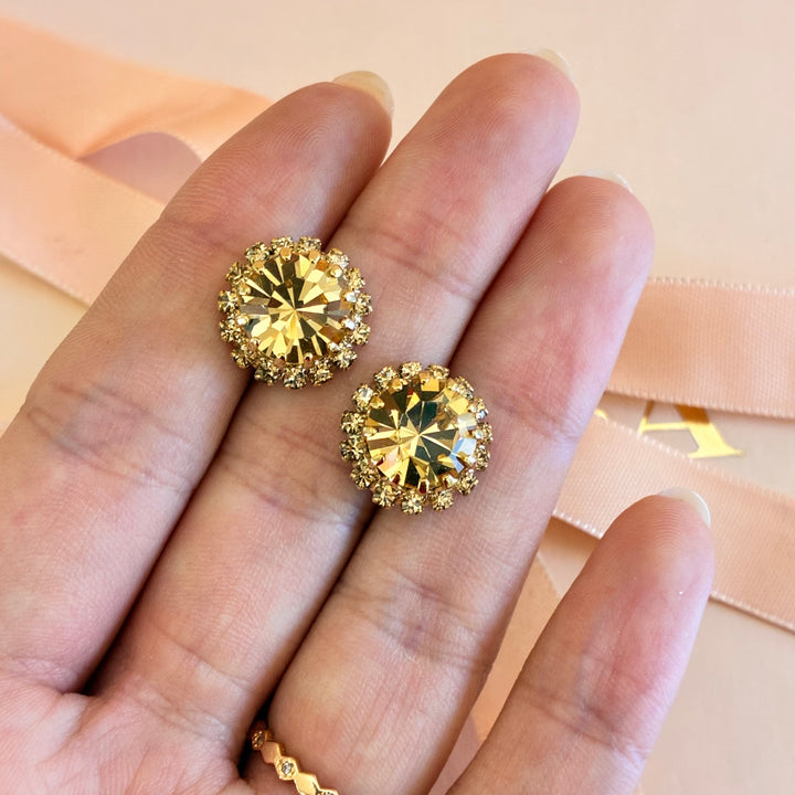 Bronze Swarovski crystals dainty round set