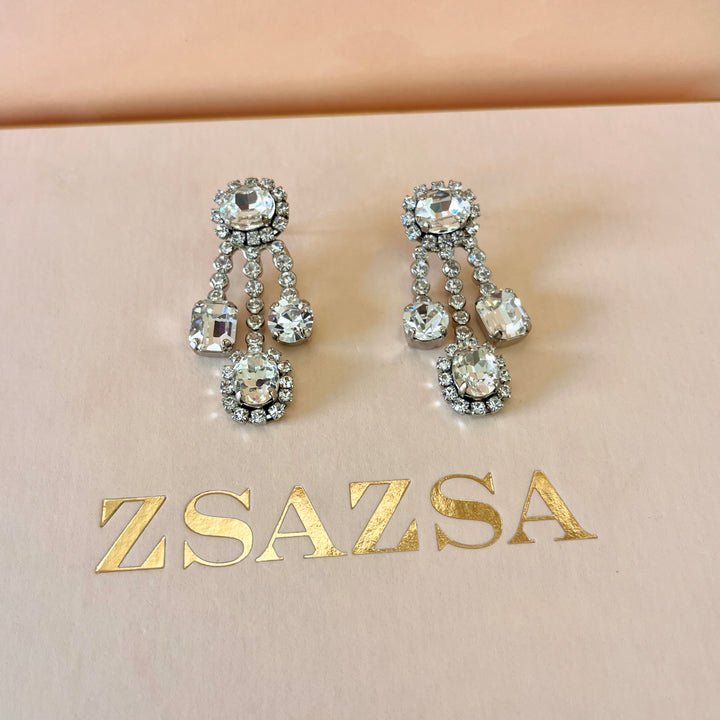 Swarovski crystals mix of shapes white gold plated earrings