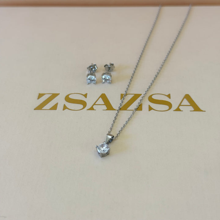 Solitaire zircone sterling silver set